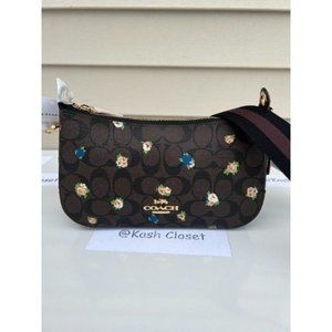 COACH Jes Baguette with Vintage Mini Rose Print In Signature Canvas